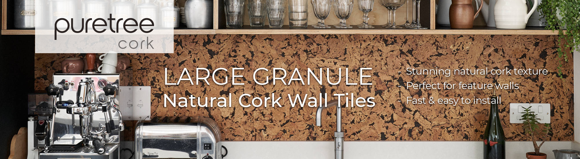 Large Granule Cork Wall Tiles - Banner